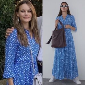 Zara Blue and White Dots “Marilyn” Maxi Dress